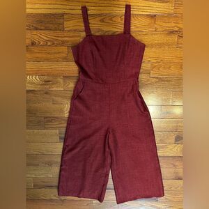 Lulus Morning Marigold Brick Red Culotte Jumpsuit Small Preowned With Flaws
